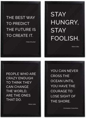 Photo Frames of Inspirational Thoughts and Motivational Quotes by Steve Jobs Peter Drucker Christopher Wooden Framed Posters for Wall Home Living Room Office Decor 13 x 95 Inch Set of 4 Paper Print13 inch X 95 inch Framed