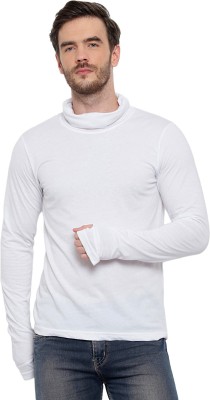GLITO Solid Men Round Neck White T-Shirt