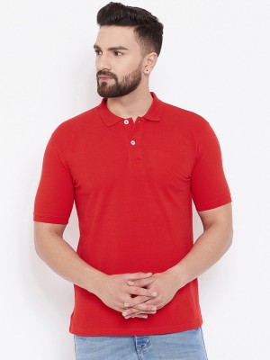 KETEX Solid Men Polo Neck Red T-Shirt