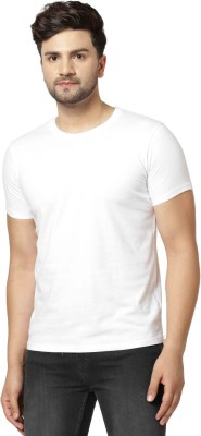 Mokito Solid Men Round Neck White T-Shirt