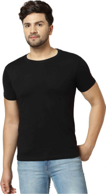 Mokito Solid Men Round Neck Black T-Shirt