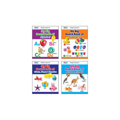 Gift Set (Pack of 4 Books - Big Board Book of Alphabet, Numbers, Colour, Shapes & Opposites, and Birds & Animals)(Hardcover, Young Learner Publications)