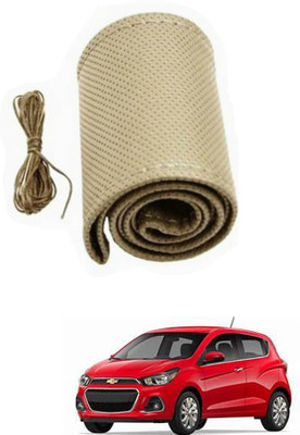 APICAL Hand Stiched Steering Cover For Chevrolet Spark(Beige, Leather)