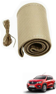 APICAL Hand Stiched Steering Cover For Renault Kwid(Beige, Leather)