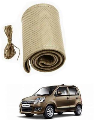 APICAL Hand Stiched Steering Cover For Universal For Car WagonR(Beige, Leather)