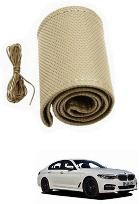 APICAL Hand Stiched Steering Cover For BMW 520d(Beige, Leather)