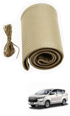 APICAL Hand Stiched Steering Cover For Toyota Innova(Beige, Leather)