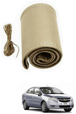APICAL Hand Stiched Steering Cover For Chevrolet Sail(Beige, Leather)