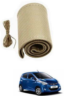 APICAL Hand Stiched Steering Cover For Hyundai Eon(Beige, Leather)