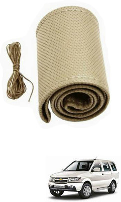 APICAL Hand Stiched Steering Cover For Chevrolet Tavera(Beige, Leather)