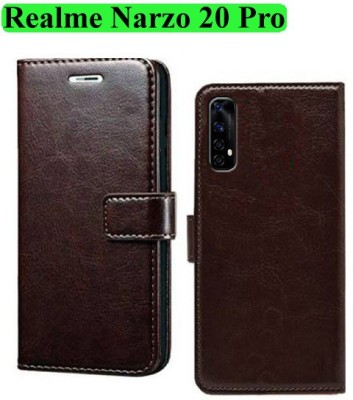 Wynhard Flip Cover for Realme Narzo 20 Pro(Brown, Grip Case, Pack of: 1)