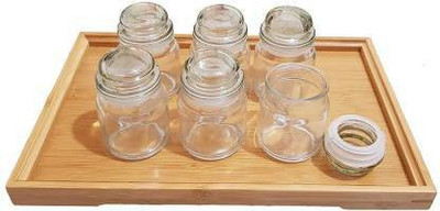 MD Retail Glass Grocery Container  - 100 ml(Pack of 6, White)