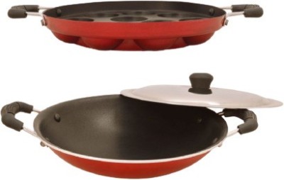 NAVRANG Cookware APPAKARA+APPACHETTY + LID 3Piece Cookware Set Non-Stick Coated Cookware Set(Aluminium, 3 - Piece)