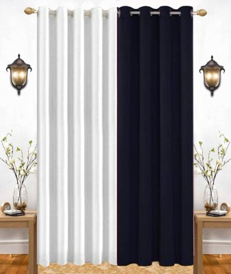 India Furnish 153 cm (5 ft) Polyester Semi Transparent Window Curtain (Pack Of 2)(Plain, Black & White)