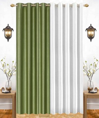 India Furnish 213 cm (7 ft) Polyester Semi Transparent Door Curtain (Pack Of 2)(Plain, Solid, Green & White)