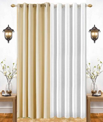 India Furnish 213 cm (7 ft) Polyester Semi Transparent Door Curtain (Pack Of 2)(Plain, Solid, Cream & White)