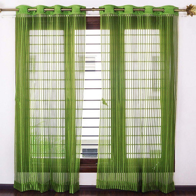 MSD Decor Hub 274 cm (9 ft) Long Door Polyester Transparent Curtain (Pack Of 2)(Green, Geometric)
