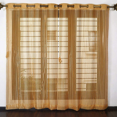 MSD Decor Hub 213 cm (7 ft) Door Polyester Transparent Curtain (Pack Of 2)(Gold, Geometric)