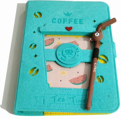 TECHNOCHITRA 3D Coffee Mug Shape Designer Notebook Diary A5 Organizer Single 100 Pages(Green, Pack of 2)