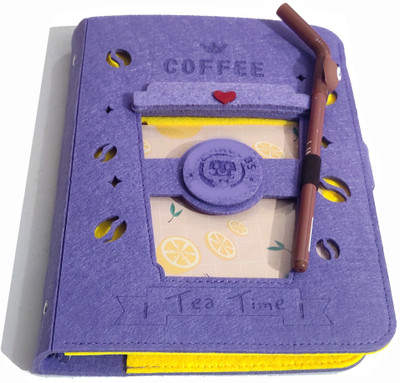TECHNOCHITRA 3D Coffee Mug Shape Designer Notebook Diary A5 Organizer Single 100 Pages(Purple, Pack of 2)