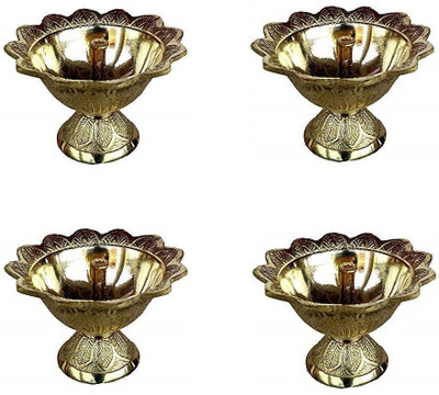 Utkarsh Pack Of 4 Pcs Brass Diwali Devdas (No 2 Regular Size ) Diya Oil / Ghee Lamp for Puja Home Decor Brass (Pack of 4) Table Diya(Height: 1.57 inch)
