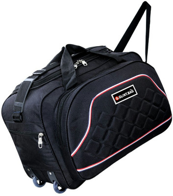 G GLINT (Expandable) Waterproof Polyester Lightweight 40 L Luggage Travel Duffel Bag with 2 Wheels Duffel Bag (Black) Duffel With Wheels (Strolley)