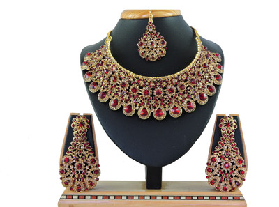 VATSALYA creation Alloy Gold-plated Maroon Jewellery Set(Pack of 1)