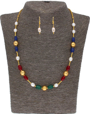 Sri Jagdamba Pearls Alloy Gold-plated White Jewellery Set(Pack of 1)