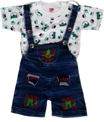 RUKMINI Baby Boys & Baby Girls Party(Festive) Dungaree Dungaree(Green)