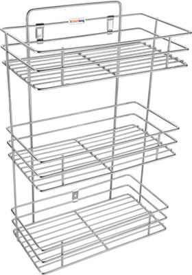 Kitchking Utensil Kitchen Rack Steel Multipurpose 3 Tier Kitchen Rack/Storage Shelf/Cutlery Storage Rack/Dish Rack/Storage Rack for Kitchen and Bathroom Heavy Grade Stainless Steel (Chrome Finish)
