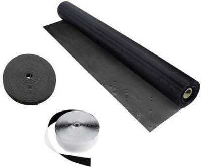 Easynet Fibre Adults Washable 4FT X 10FT 120GSM PVC coated Fibreglass mosquito mesh for windows with Velcro GREY Mosquito Net(Grey, Frame Hung)