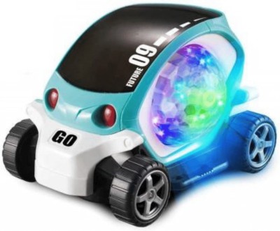 Jugutoz 360 Degree Rotating Stunt Car Bump and Go Toy with 4D Lights, Dancing Toy, Battery Operated Toy(Blue)