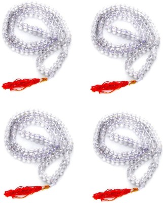 De-Ultimate Set Of 4 Pcs Natural Lifestyle 43 Cm Long 7mm Sphatik Clear Beads Mala for Japa Rosary Wearing Fashion Wear Dori Chain