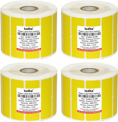 tudko 38 mm X 25 mm Chromo Self Adhesive Paper Label(Chromo Label Yellow)