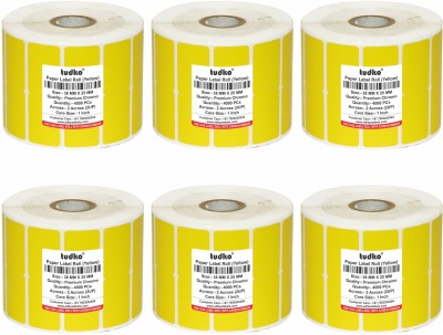 tudko 38 mm X 25 mm Chromo Self Adhesive Paper Label(Chromo Label Yellow)