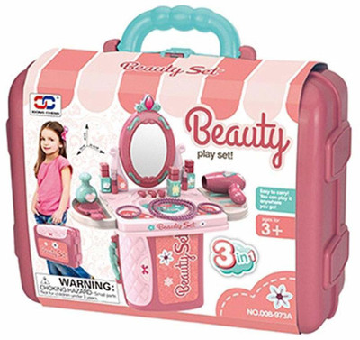 ODDEVEN Beauty Make Up Case Suitcase Kit with Makeup Accessories Pretend Playset for Girls