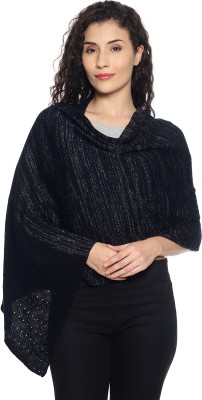 513 Acrylic Self Design Women Shawl(Dark Blue)