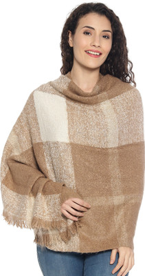 513 Acrylic Checkered Women Shawl(Beige)
