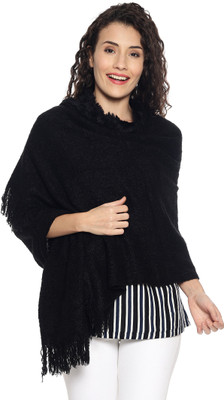 513 Acrylic Solid Women Shawl(Black)