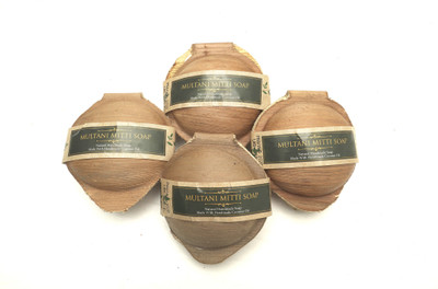 looms & weaves Natural & Hand Made Multani Mitti Soaps - (Set of 4 Hand Made Multani Mitti Soap of 100 Grams Each)(4 x 100 g)