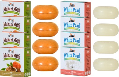 La Era Multani Mitti Luxury Facial & Scrubbing Soap (2*100) + White Pearl Luxury Cream Soft Bar (2*100) Pack of 4(8 x 100 g)
