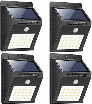 GLOBLE 20 LED Solar and Motion Sensor Wall Light for Security, Outdoor ( Pack Of 4 ) Solar Light Set(Wall Mounted Pack of 4)