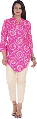 Fabriko Party 3/4 Sleeve Printed Women Pink Top
