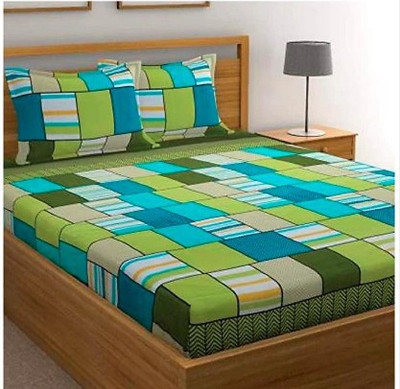 PIYANSHI CREATIONS 180 TC Cotton Double Printed Flat Bedsheet(Pack of 1, Multicolor)