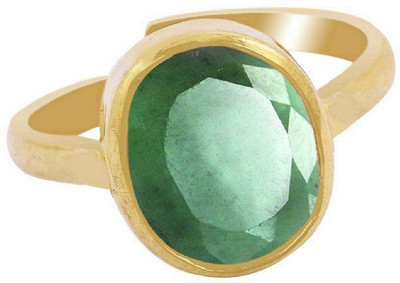 GALAXY ASTRO Natural Emerlad Stone Lab Certified Panna Gold Plated Ring Jaipur Gemstone. Bronze Emerald Gold Plated Ring