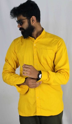Indi Hemp Men Solid Formal Gold, Yellow Shirt