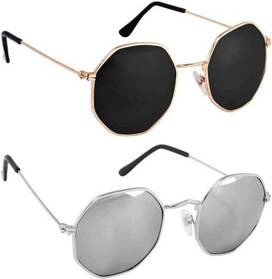 LAER Round Sunglasses(For Men & Women, Silver)