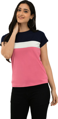 NEYSA Colorblock Women Round Neck Multicolor T-Shirt