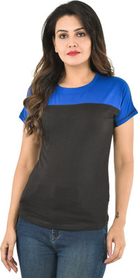 YOUTHQUAKE Colorblock Women Round Neck Multicolor T-Shirt