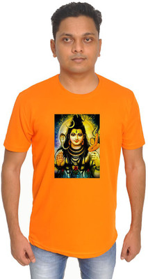 UNIXS Graphic Print Men Round Neck Orange T-Shirt